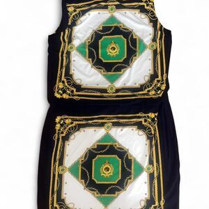 Lauren Ralph Lauren Woman's White and Navy Nautical Gold Old Money Sheath Dress